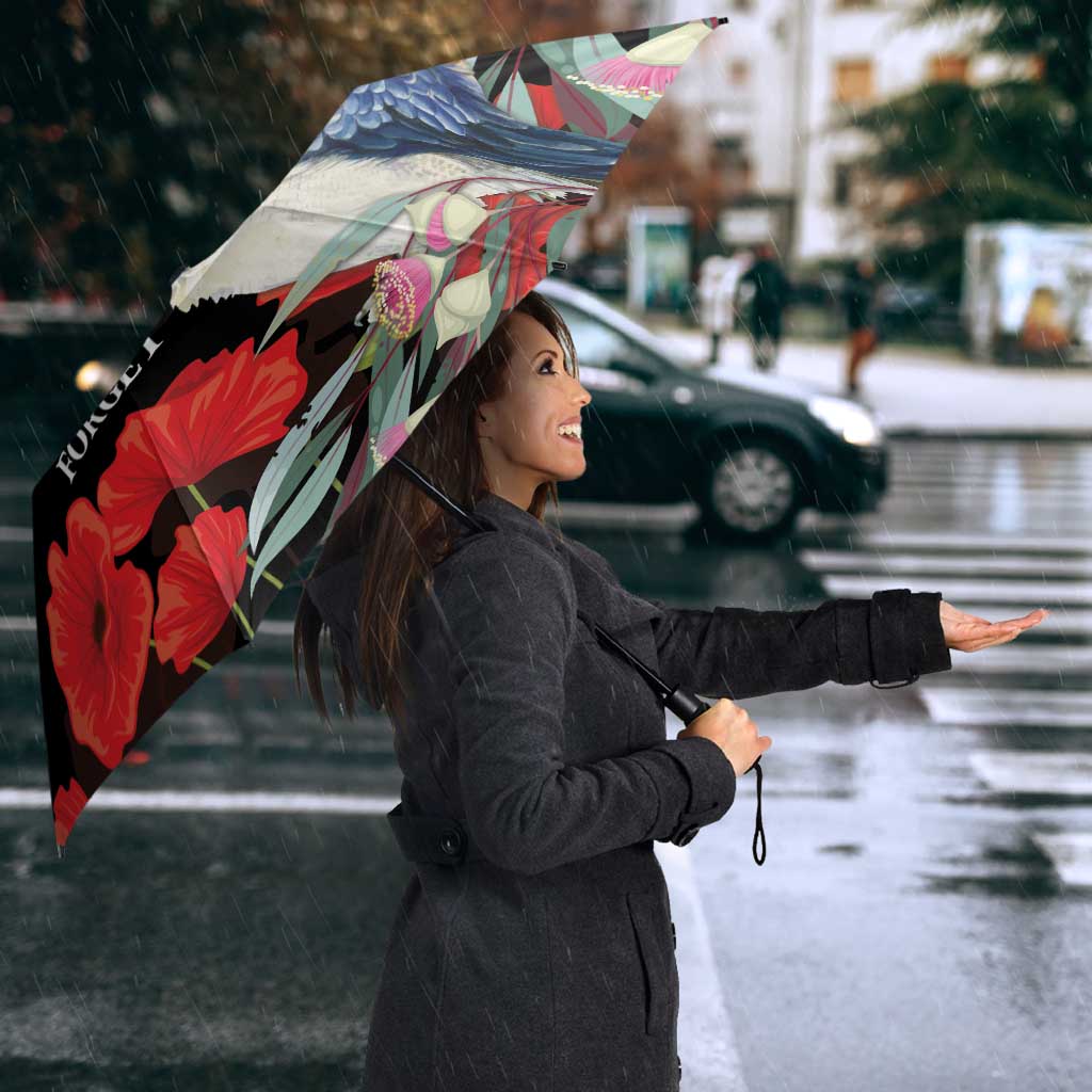 Australia Kookaburra ANZAC Day Umbrella Rising Sun 25th April Poppy Eucalyptus Blossoms - Aussie Hoodie