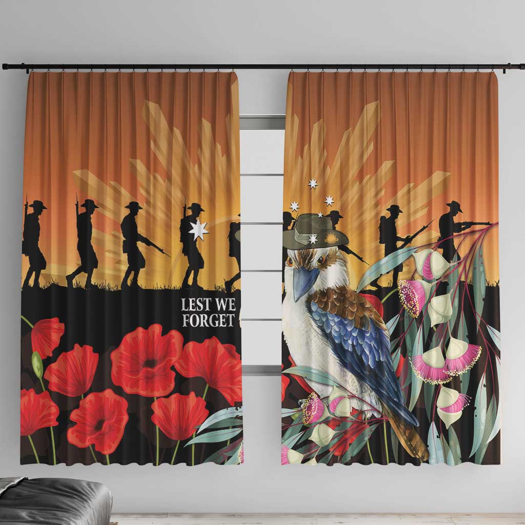 Australia Kookaburra ANZAC Day Window Curtain Rising Sun 25th April Poppy Eucalyptus Blossoms - Aussie Hoodie
