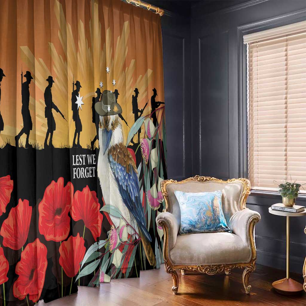 Australia Kookaburra ANZAC Day Window Curtain Rising Sun 25th April Poppy Eucalyptus Blossoms - Aussie Hoodie