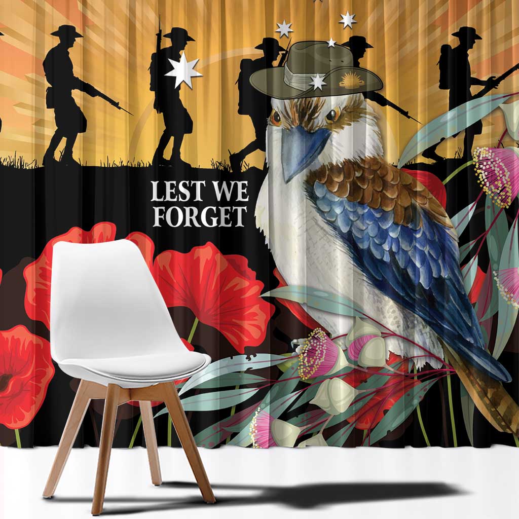 Australia Kookaburra ANZAC Day Window Curtain Rising Sun 25th April Poppy Eucalyptus Blossoms - Aussie Hoodie