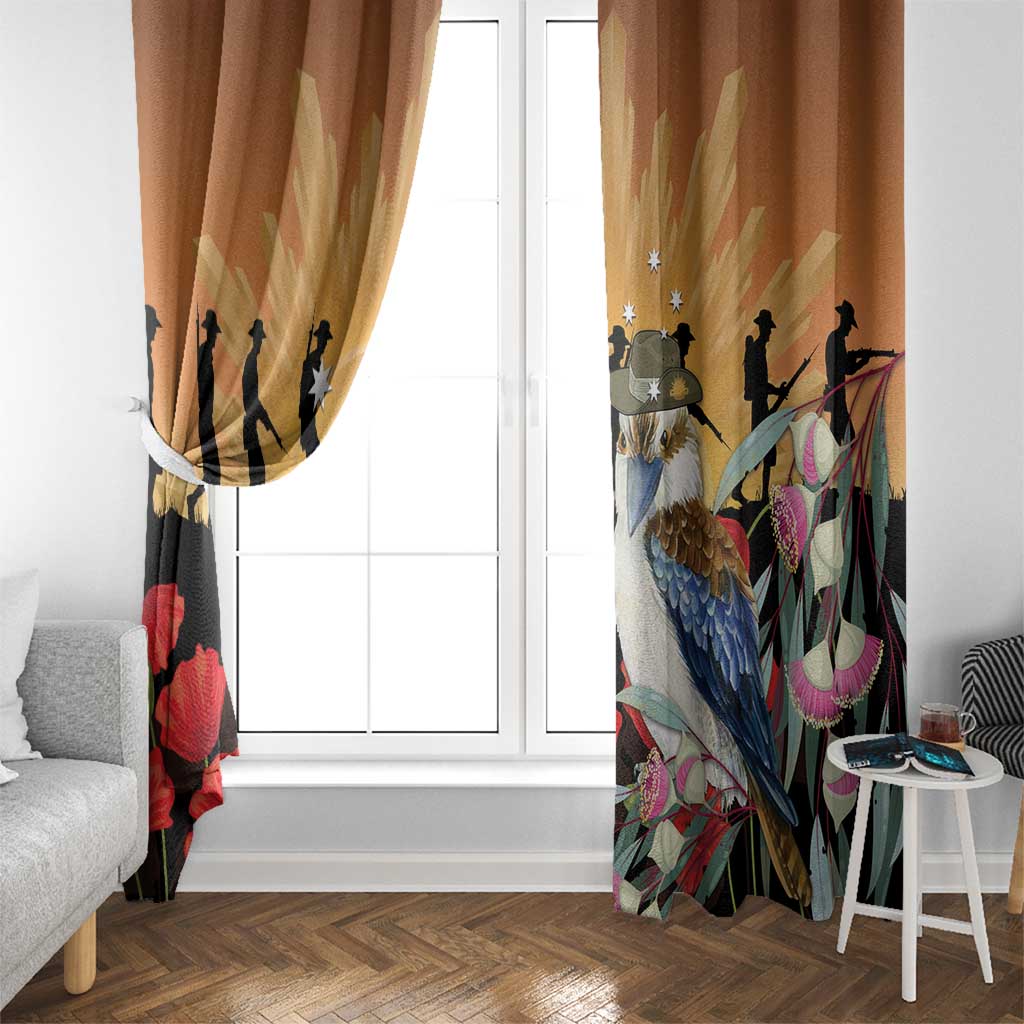 Australia Kookaburra ANZAC Day Window Curtain Rising Sun 25th April Poppy Eucalyptus Blossoms - Aussie Hoodie