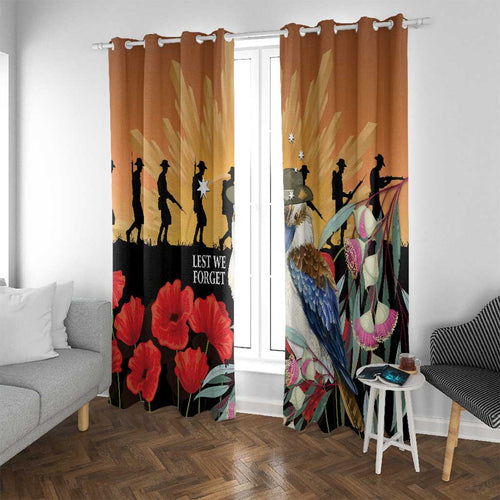 Australia Kookaburra ANZAC Day Window Curtain Rising Sun 25th April Poppy Eucalyptus Blossoms - Aussie Hoodie