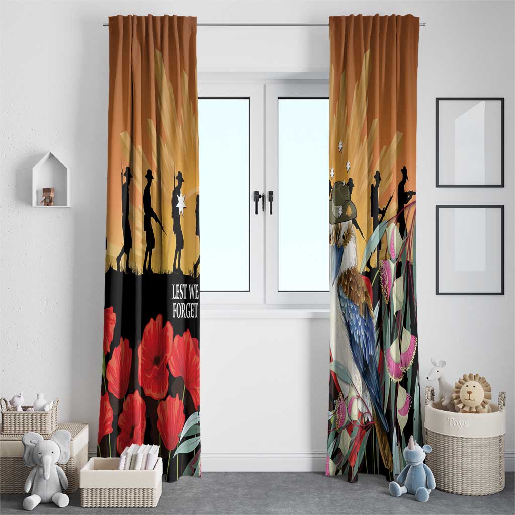 Australia Kookaburra ANZAC Day Window Curtain Rising Sun 25th April Poppy Eucalyptus Blossoms - Aussie Hoodie