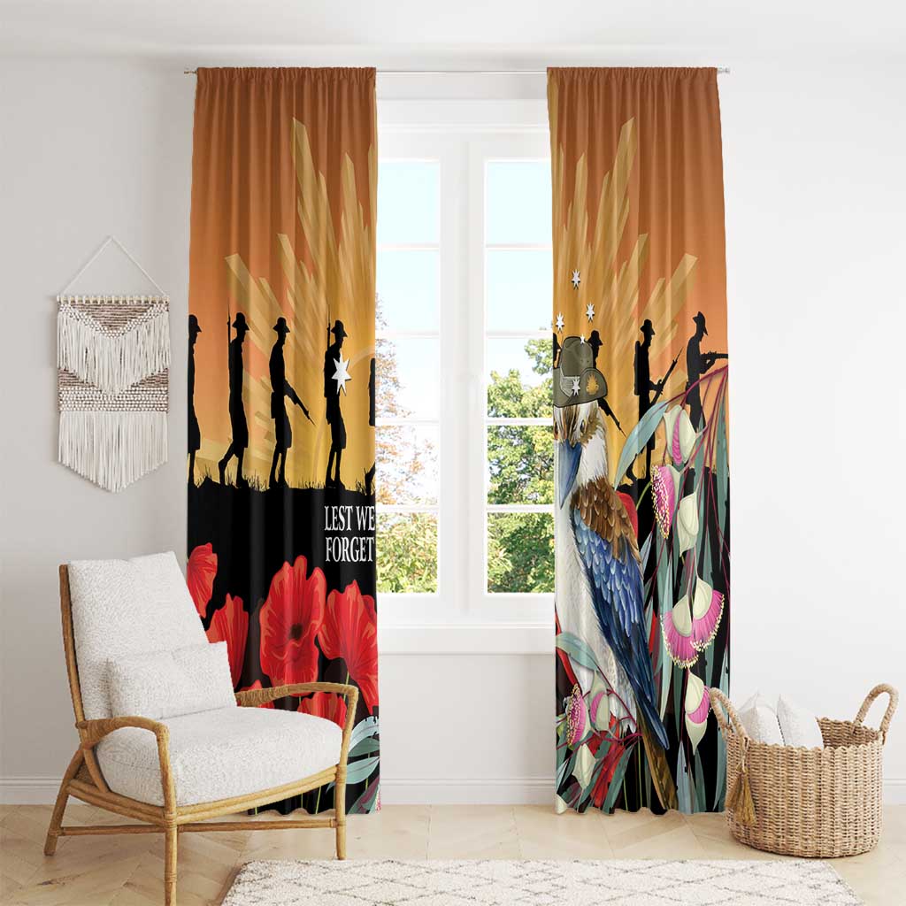 Australia Kookaburra ANZAC Day Window Curtain Rising Sun 25th April Poppy Eucalyptus Blossoms - Aussie Hoodie