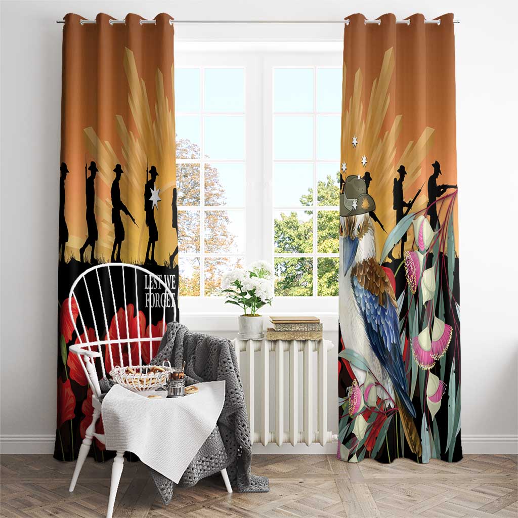 Australia Kookaburra ANZAC Day Window Curtain Rising Sun 25th April Poppy Eucalyptus Blossoms - Aussie Hoodie