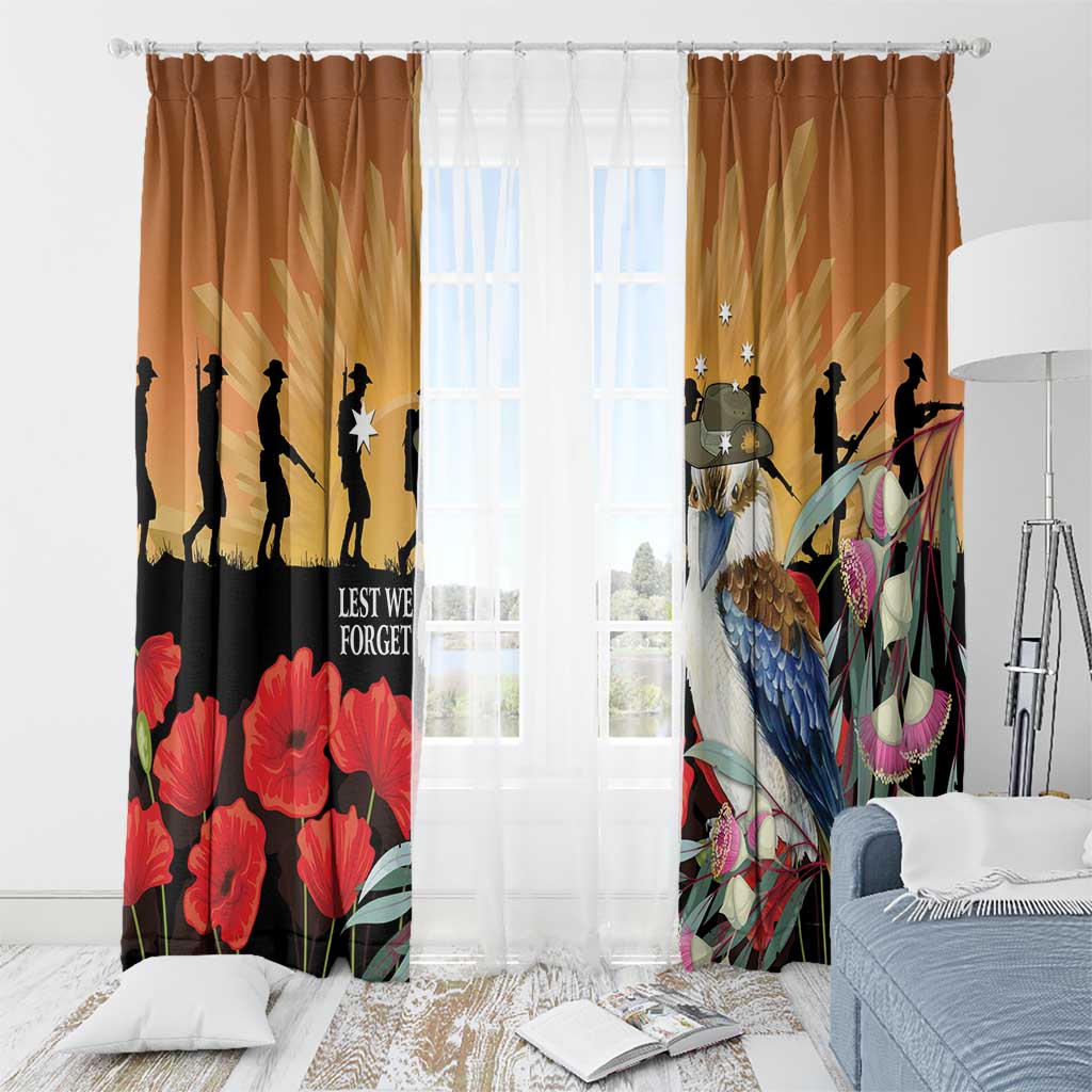 Australia Kookaburra ANZAC Day Window Curtain Rising Sun 25th April Poppy Eucalyptus Blossoms - Aussie Hoodie