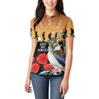 Australia Kookaburra ANZAC Day Women Polo Shirt Rising Sun 25th April Poppy Eucalyptus Blossoms - Aussie Hoodie