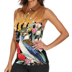 Australia Kookaburra ANZAC Day Women Sleeveless Polo Shirt Rising Sun 25th April Poppy Eucalyptus Blossoms - Aussie Hoodie