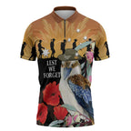 Australia Kookaburra ANZAC Day Zipper Polo Shirt Rising Sun 25th April Poppy Eucalyptus Blossoms - Aussie Hoodie