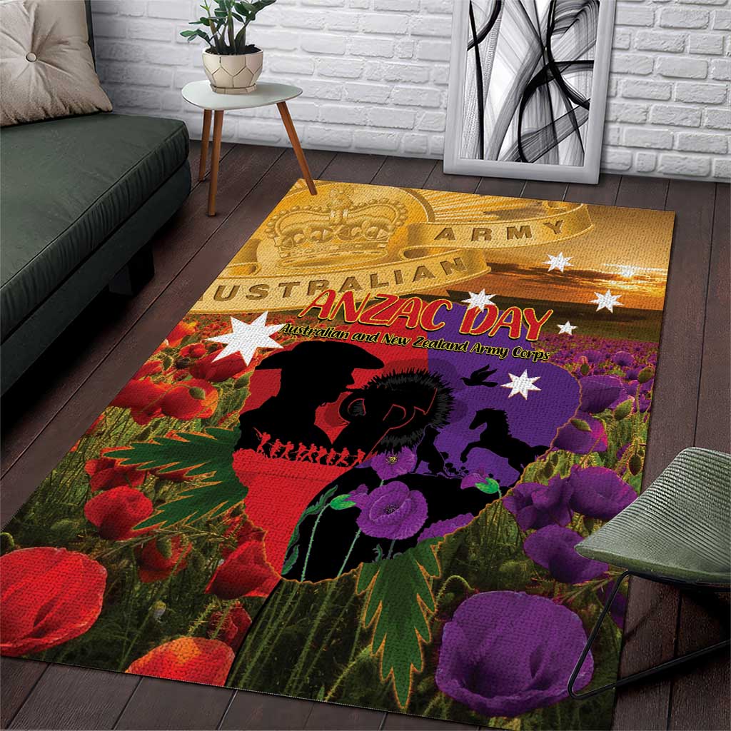 Australia ANZAC Day Area Rug Australian Army Animals Lest We Forget