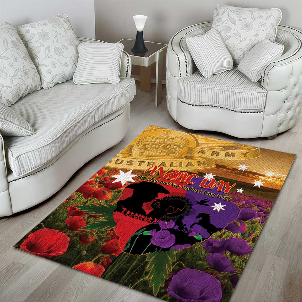 Australia ANZAC Day Area Rug Australian Army Animals Lest We Forget