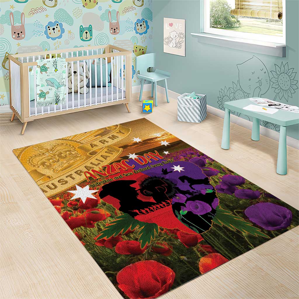 Australia ANZAC Day Area Rug Australian Army Animals Lest We Forget