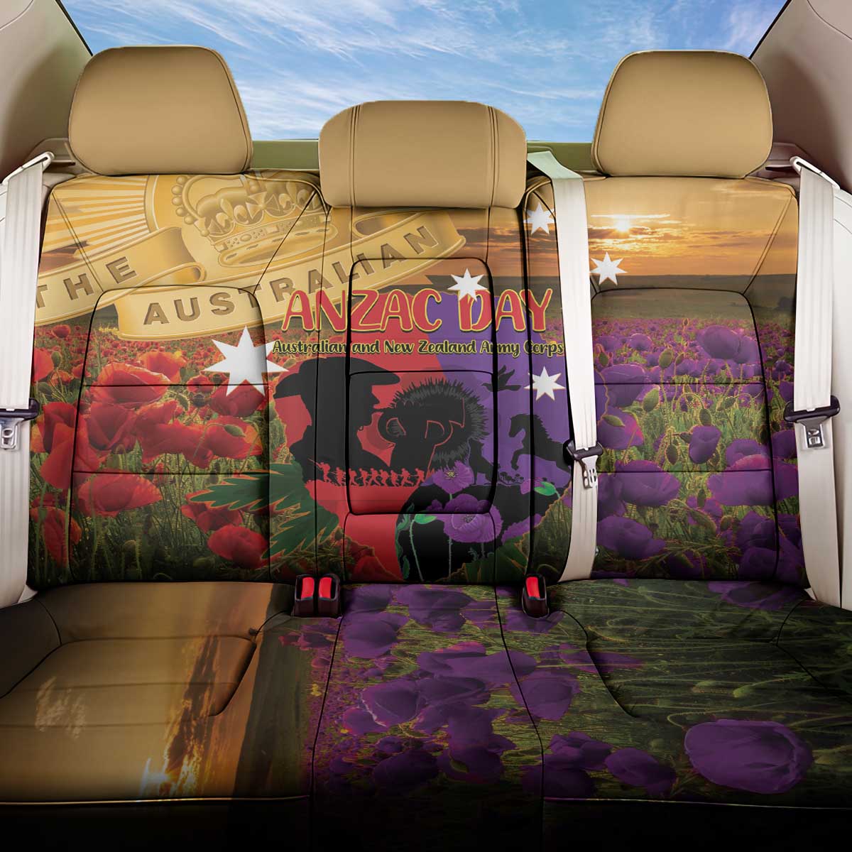 Australia ANZAC Day Back Car Seat Cover Australian Army Animals Lest We Forget