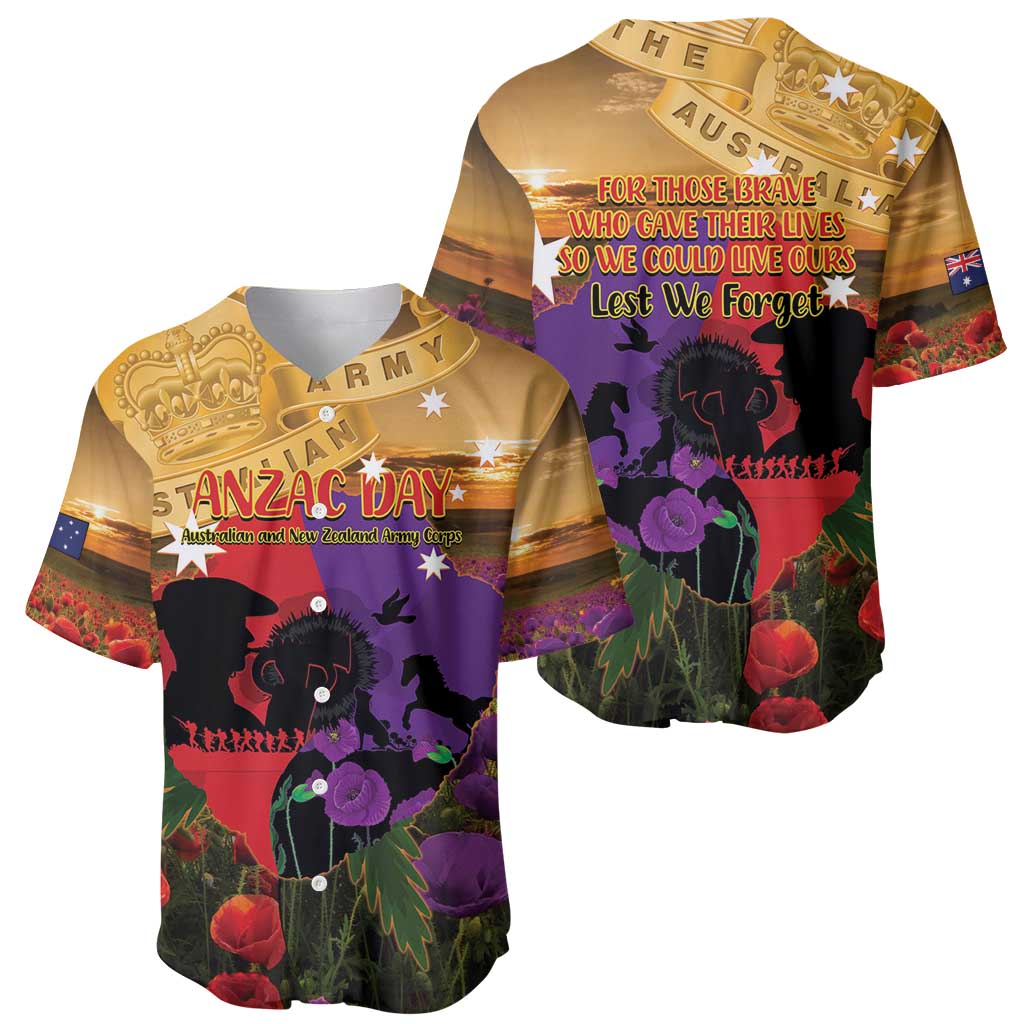 Australia ANZAC Day Baseball Jersey Australian Army Animals Lest We Forget