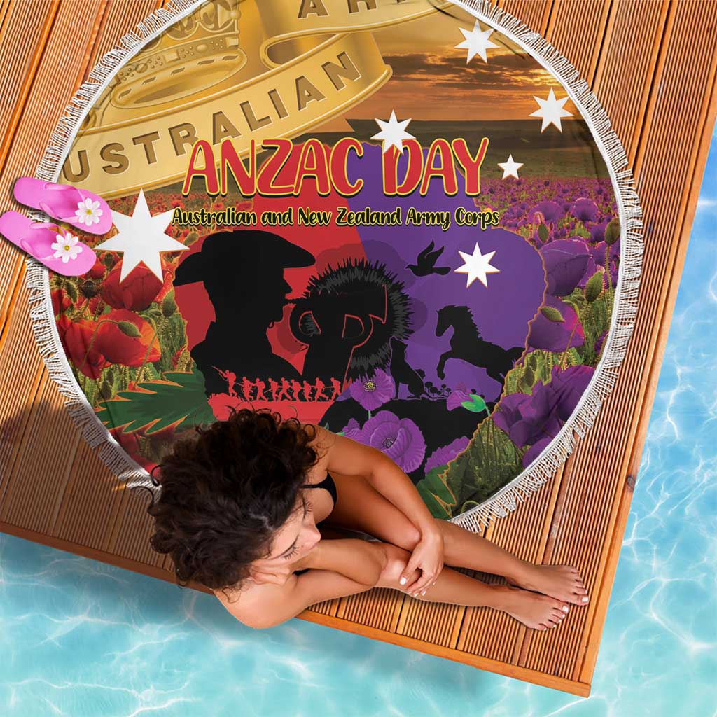 Australia ANZAC Day Beach Blanket Australian Army Animals Lest We Forget
