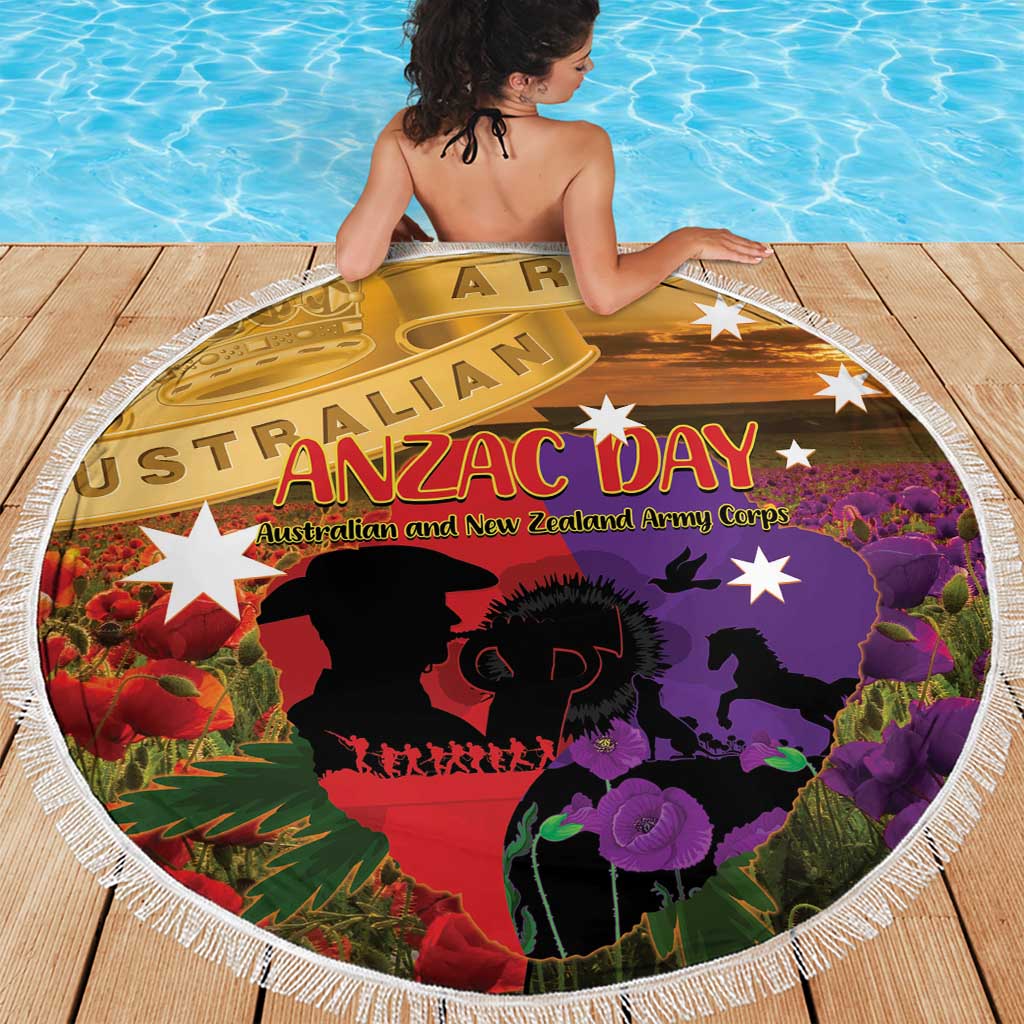 Australia ANZAC Day Beach Blanket Australian Army Animals Lest We Forget