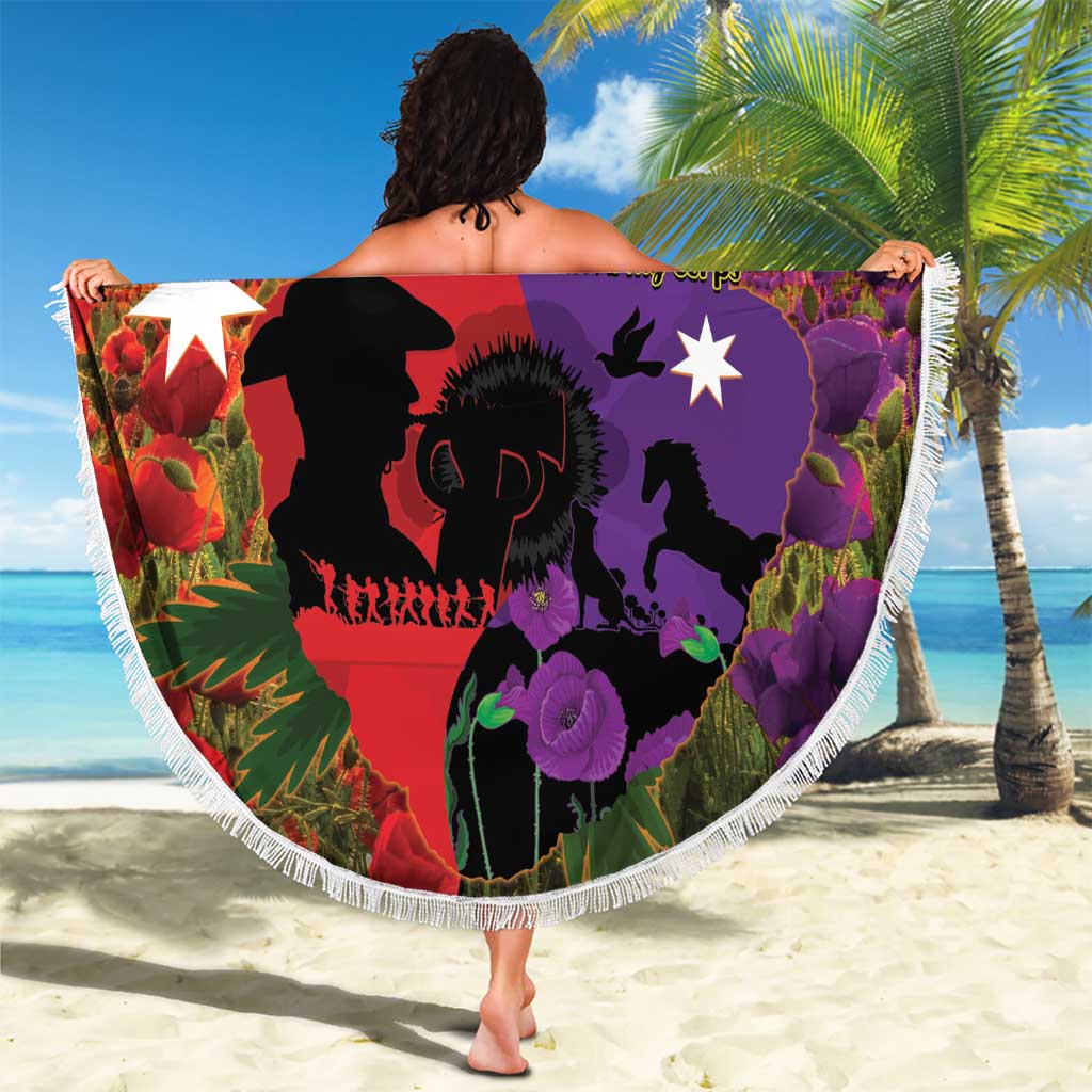 Australia ANZAC Day Beach Blanket Australian Army Animals Lest We Forget