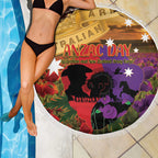 Australia ANZAC Day Beach Blanket Australian Army Animals Lest We Forget