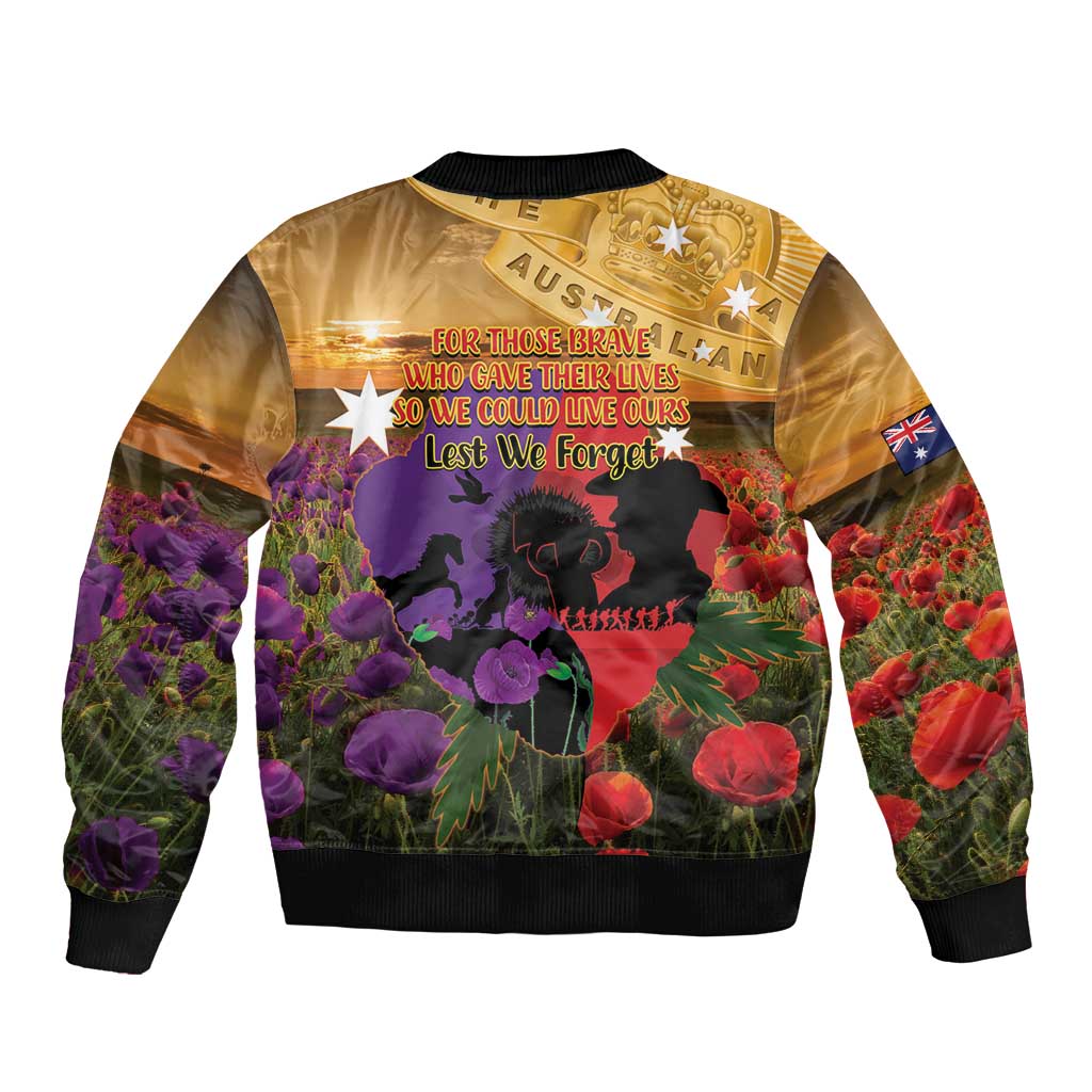 Australia ANZAC Day Bomber Jacket Australian Army Animals Lest We Forget