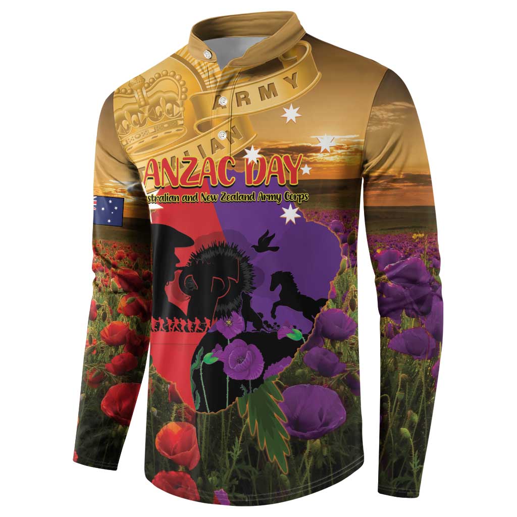 Australia ANZAC Day Button Sweatshirt Australian Army Animals Lest We Forget