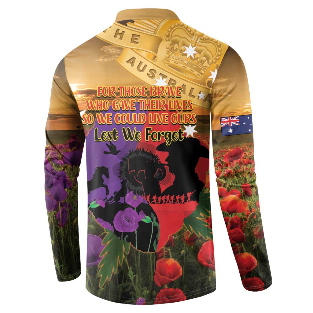 Australia ANZAC Day Button Sweatshirt Australian Army Animals Lest We Forget