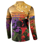 Australia ANZAC Day Button Sweatshirt Australian Army Animals Lest We Forget