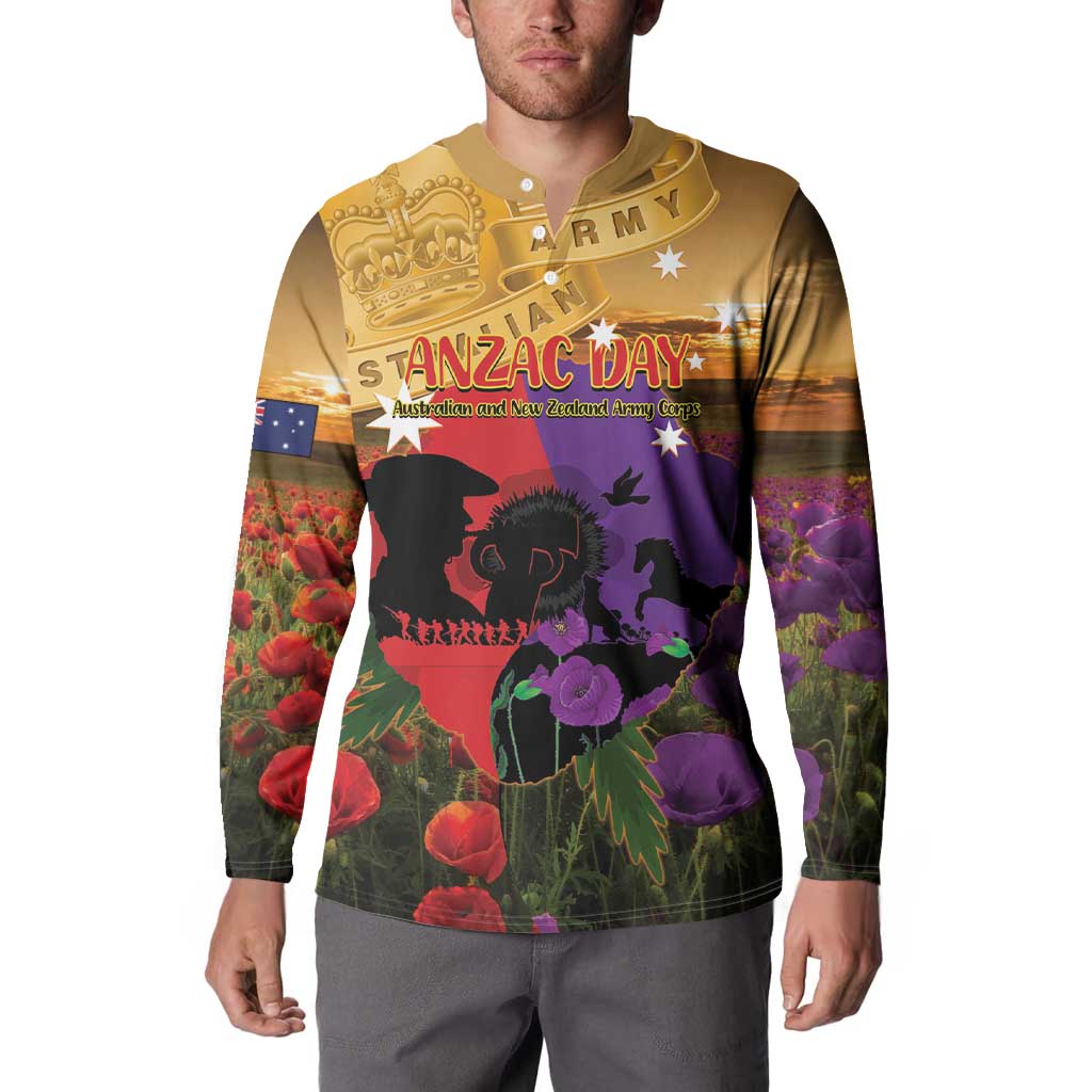 Australia ANZAC Day Button Sweatshirt Australian Army Animals Lest We Forget