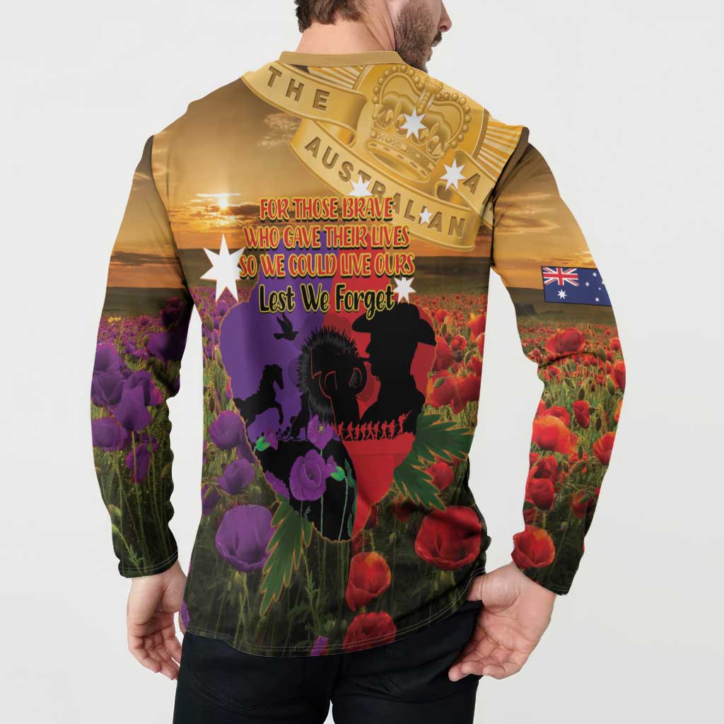 Australia ANZAC Day Button Sweatshirt Australian Army Animals Lest We Forget