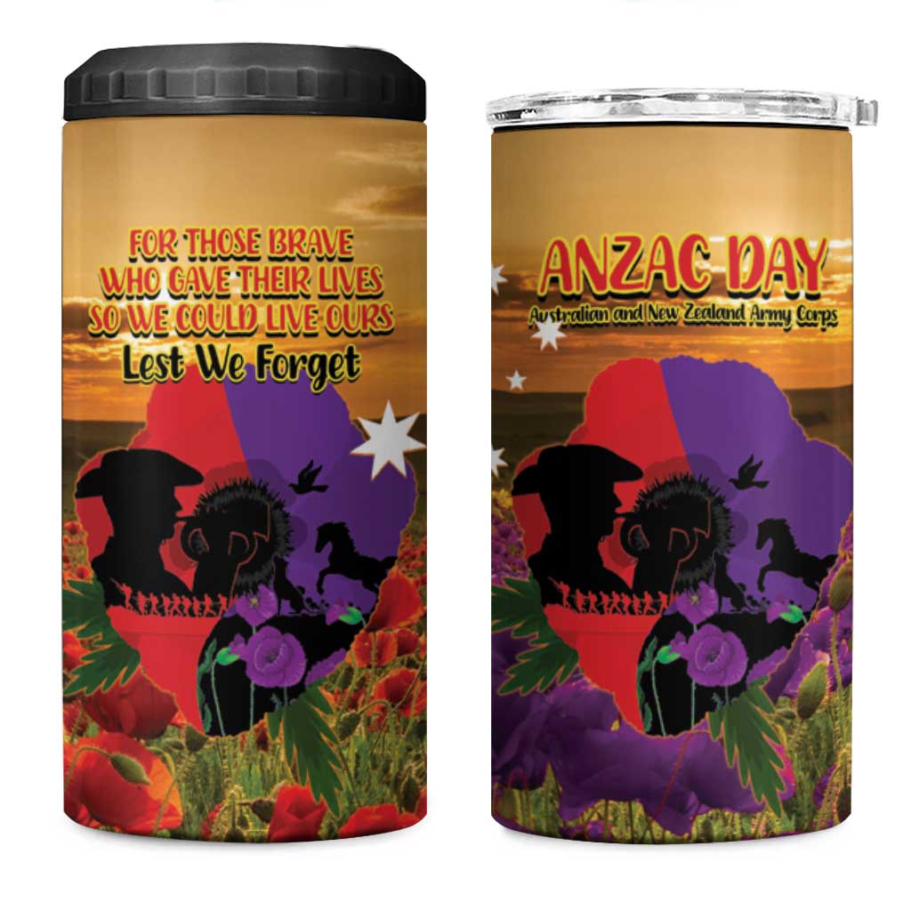 Australia ANZAC Day 4 in 1 Can Cooler Tumbler Australian Army Animals Lest We Forget