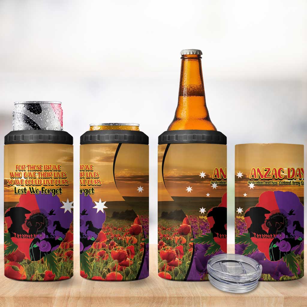 Australia ANZAC Day 4 in 1 Can Cooler Tumbler Australian Army Animals Lest We Forget