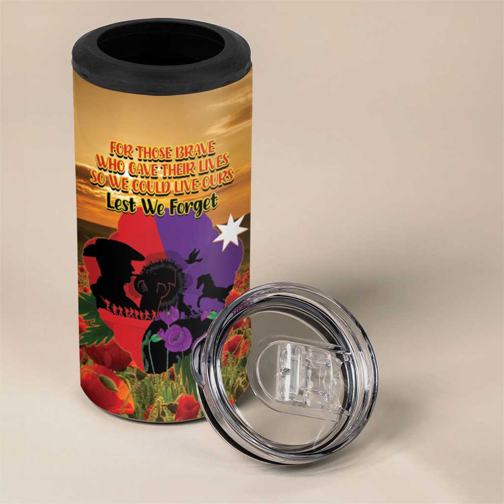Australia ANZAC Day 4 in 1 Can Cooler Tumbler Australian Army Animals Lest We Forget
