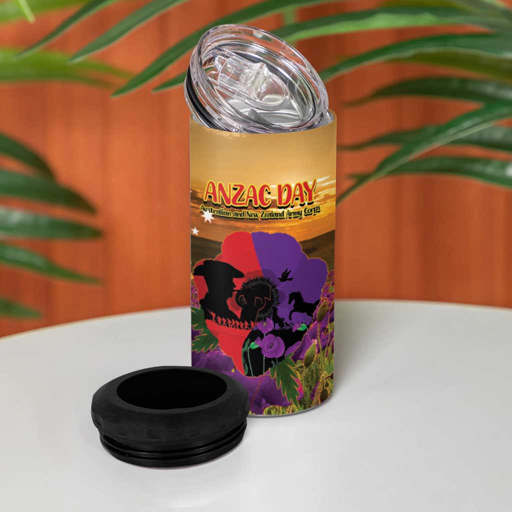 Australia ANZAC Day 4 in 1 Can Cooler Tumbler Australian Army Animals Lest We Forget