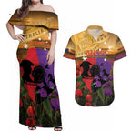 Australia ANZAC Day Couples Matching Off Shoulder Maxi Dress and Hawaiian Shirt Australian Army Animals Lest We Forget