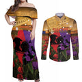 Australia ANZAC Day Couples Matching Off Shoulder Maxi Dress and Long Sleeve Button Shirt Australian Army Animals Lest We Forget