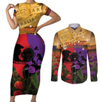 Australia ANZAC Day Couples Matching Short Sleeve Bodycon Dress and Long Sleeve Button Shirt Australian Army Animals Lest We Forget