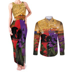 Australia ANZAC Day Couples Matching Tank Maxi Dress and Long Sleeve Button Shirt Australian Army Animals Lest We Forget