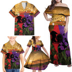 Australia ANZAC Day Family Matching Off Shoulder Maxi Dress and Hawaiian Shirt Australian Army Animals Lest We Forget
