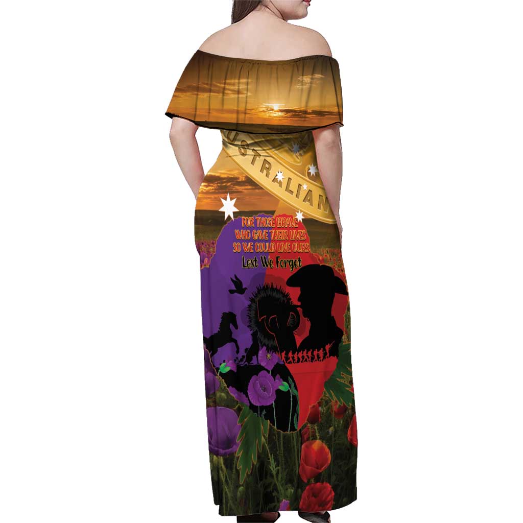 Australia ANZAC Day Family Matching Off Shoulder Maxi Dress and Hawaiian Shirt Australian Army Animals Lest We Forget