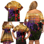 Australia ANZAC Day Family Matching Off Shoulder Short Dress and Hawaiian Shirt Australian Army Animals Lest We Forget
