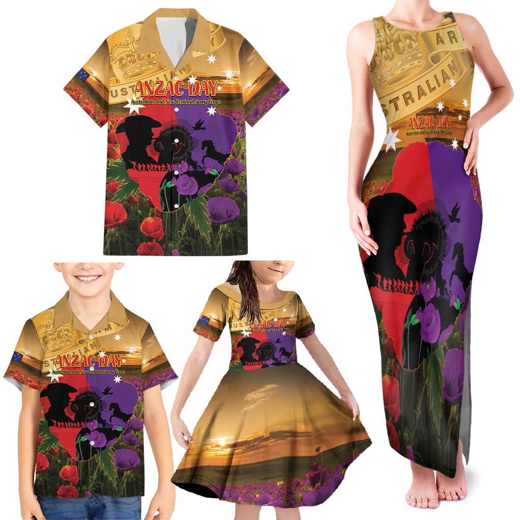 Australia ANZAC Day Family Matching Tank Maxi Dress and Hawaiian Shirt Australian Army Animals Lest We Forget