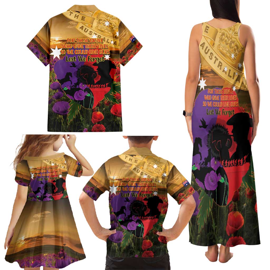Australia ANZAC Day Family Matching Tank Maxi Dress and Hawaiian Shirt Australian Army Animals Lest We Forget