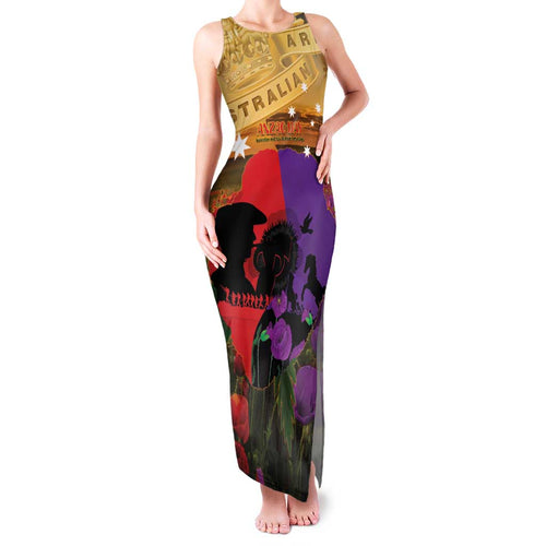 Australia ANZAC Day Family Matching Tank Maxi Dress and Hawaiian Shirt Australian Army Animals Lest We Forget
