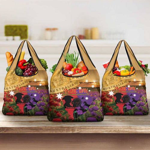 Australia ANZAC Day Grocery Bag Australian Army Animals Lest We Forget