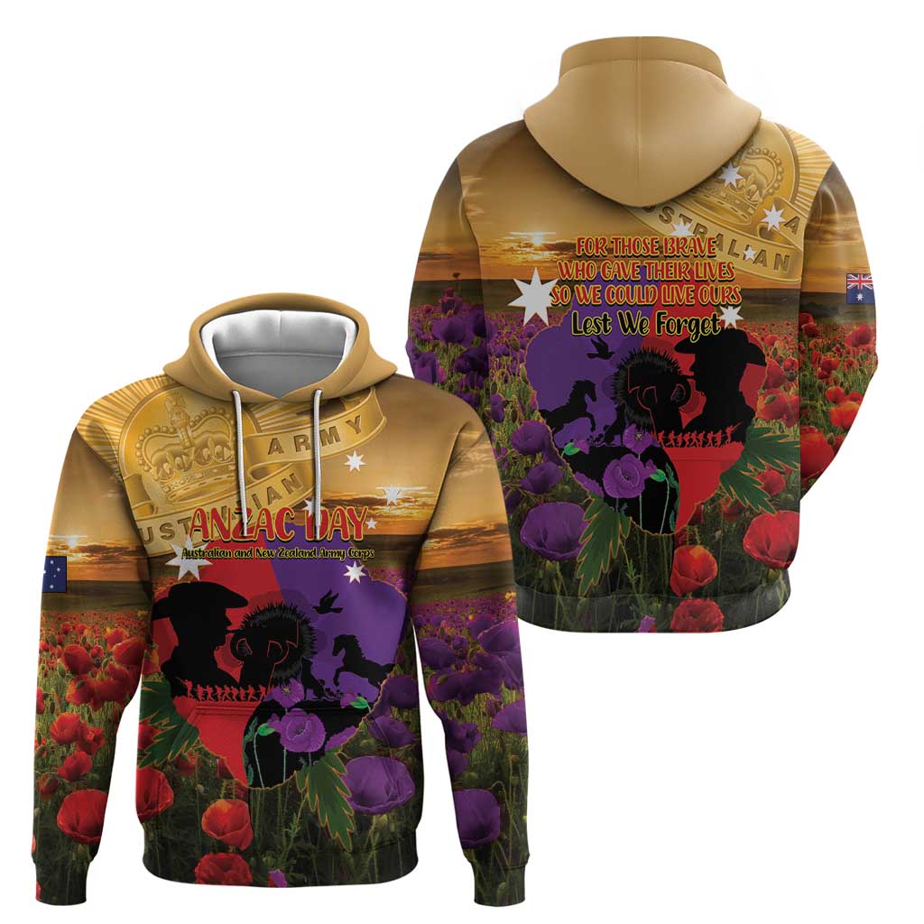 Australia ANZAC Day Hoodie Australian Army Animals Lest We Forget