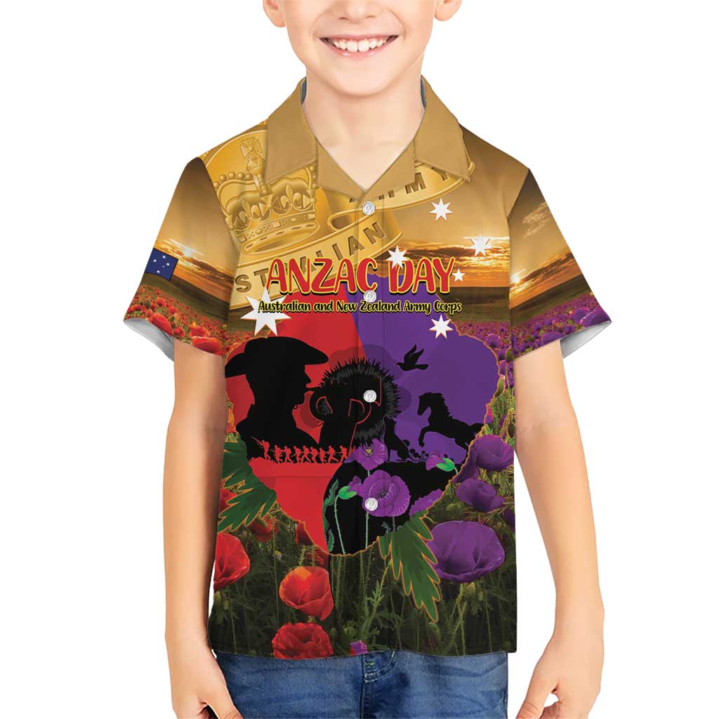 Australia ANZAC Day Kid Hawaiian Shirt Australian Army Animals Lest We Forget