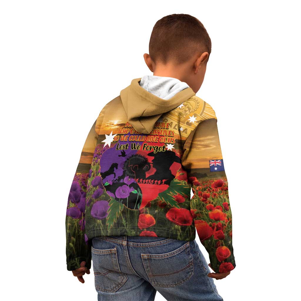 Australia ANZAC Day Kid Hoodie Australian Army Animals Lest We Forget