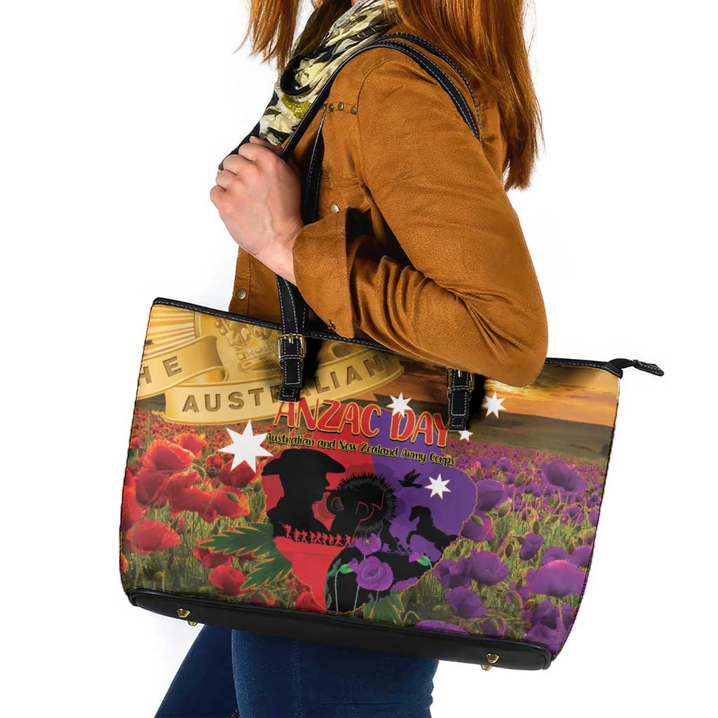 Australia ANZAC Day Leather Tote Bag Australian Army Animals Lest We Forget