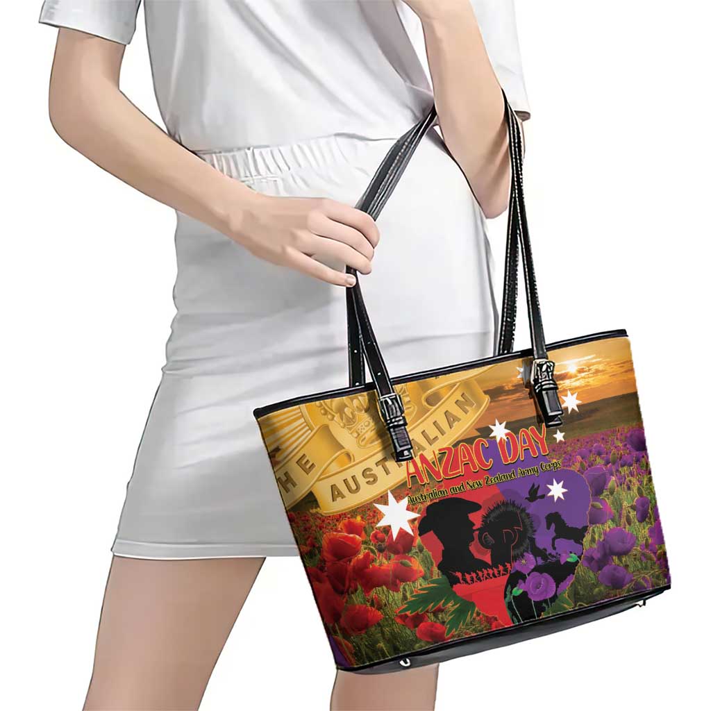 Australia ANZAC Day Leather Tote Bag Australian Army Animals Lest We Forget