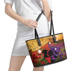 Australia ANZAC Day Leather Tote Bag Australian Army Animals Lest We Forget