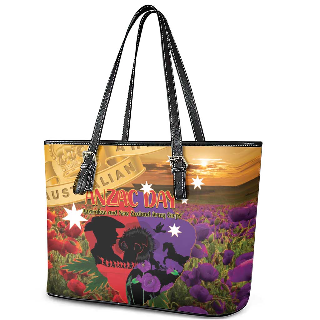 Australia ANZAC Day Leather Tote Bag Australian Army Animals Lest We Forget